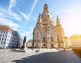 Lais Puzzle - Blick auf den Hauptplatz der Stadt mit der berühmten Frauenkirche bei Sonnenaufgang in Dresden, Deutschland - 40, 100, 200, 500, 1.000 & 2.000 Teile