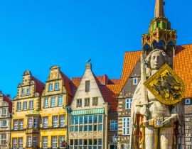 Lais Puzzle - Bunte Fassaden mit Bremer Roland-Statue in Bremen - 40, 100, 200, 500, 1.000 & 2.000 Teile