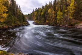 Lais Puzzle - Schöner Fluss mit Wasserfall im Herbstwald, Oulanka-Nationalpark, Finnland - 2.000 Teile