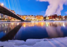 Lais Puzzle - Tampere Tammerkoski Stromschnellen blaue Stunde und Laukonsilta-Brücke - 1.000 Teile