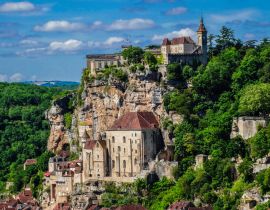 Lais Puzzle - Rocamadour mittelalterliches Heiligtum Stadtbild mit blauem Himmel und einige Wolken, Lot, Frankreich - 40, 100, 200, 500, 1.000 & 2.000 Teile