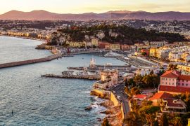 Lais Puzzle - Blick bei Sonnenuntergang über die Bucht Baie des Anges in Nizza - 2.000 Teile