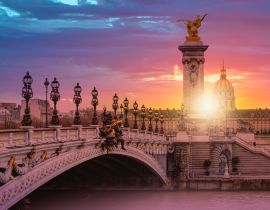 Lais Puzzle - Die Brücke Alexandre III bei herrlichem Sonnenuntergang - Paris, Frankreich - 40, 100, 200, 500, 1.000 & 2.000 Teile