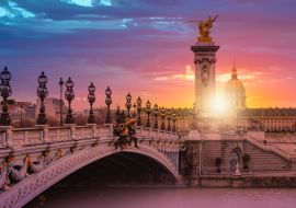 Lais Puzzle - Die Brücke Alexandre III bei herrlichem Sonnenuntergang - Paris, Frankreich - 1.000 Teile