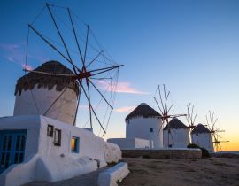 Lais Puzzle - Die berühmten Windmühlen von Mykonos bei Sonnenuntergang, Griechenland - 40, 100, 200, 500, 1.000 & 2.000 Teile
