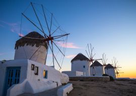 Lais Puzzle - Die berühmten Windmühlen von Mykonos bei Sonnenuntergang, Griechenland - 1.000 Teile