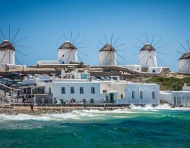 Lais Puzzle - Mykonos, Kykladeninseln, Griechenland. Berühmte Windmühlen an einem klaren und hellen Sommertag - 40, 100, 200, 500, 1.000 & 2.000 Teile