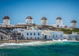 Lais Puzzle - Mykonos, Kykladeninseln, Griechenland. Berühmte Windmühlen an einem klaren und hellen Sommertag - 1.000 Teile