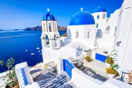 Lais Puzzle - Oia, Santorin, Griechenland - Blaue Kirche und Caldera - 2.000 Teile