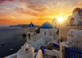 Lais Puzzle - Romantischer Sonnenuntergang über dem malerischen Dorf Oia auf der Insel Santorini, Kykladen, Griechenland - 1.000 Teile