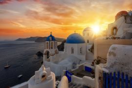 Lais Puzzle - Romantischer Sonnenuntergang über dem malerischen Dorf Oia auf der Insel Santorini, Kykladen, Griechenland - 2.000 Teile