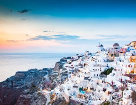 Lais Puzzle - atemberaubende Aussicht auf Oia Stadt bei Sonnenuntergang in Santorini, Kykladen Inseln Griechenland - 40, 100, 200, 500, 1.000 & 2.000 Teile