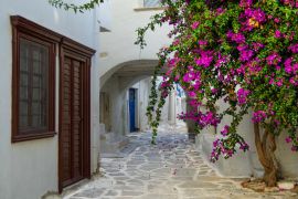 Lais Puzzle - Wunderschöne romantische Gasse mit typisch traditionellen, weiß getünchten griechischen Häusern in Parikia auf der Kykladeninsel Paros - 2.000 Teile