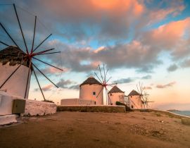 Lais Puzzle - Malerischer Blick auf die Windmühlen von Mykonos bei Sonnenuntergang - 40, 100, 200, 500, 1.000 & 2.000 Teile