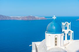Lais Puzzle - Theoskepasti-Kirche mit Blick auf die Insel Thirasia auf Santorin in Griechenland - 2.000 Teile