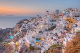 Lais Puzzle - Sonnenuntergang über dem Dorf Oia auf der Insel Santorin, Griechenland - 2.000 Teile