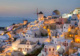 Lais Puzzle - Sonnenuntergang über dem Dorf Oia auf der Insel Santorin, Griechenland - 1.000 Teile