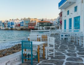 Lais Puzzle - Restaurant mit Blick auf Klein-Venedig auf Mykonos, Griechenland - 40, 100, 200, 500, 1.000 & 2.000 Teile