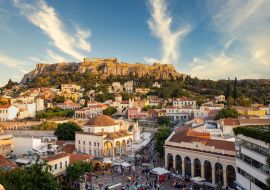 Lais Puzzle - Panoramablick auf den Monastiraki-Platz und die Akropolis bei Sonnenuntergang in Athen Griechenland - 1.000 Teile