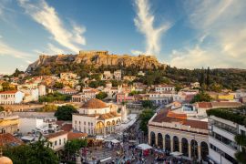 Lais Puzzle - Panoramablick auf den Monastiraki-Platz und die Akropolis bei Sonnenuntergang in Athen Griechenland - 2.000 Teile