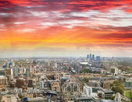 Lais Puzzle - Luftaufnahme der Londoner Skyline bei Sonnenuntergang, Ostseite - 40, 100, 200, 500, 1.000 & 2.000 Teile