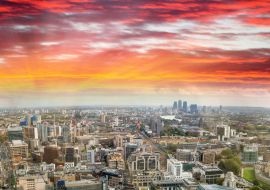Lais Puzzle - Luftaufnahme der Londoner Skyline bei Sonnenuntergang, Ostseite - 1.000 Teile