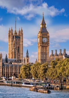 Lais Puzzle - Big Ben und Houses of Parliament mit Booten auf dem Fluss in London, England, UK - 1.000 Teile