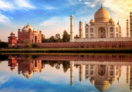 Lais Puzzle - Taj Mahal Agra mit Blick auf das Osttor bei Sonnenuntergang mit Wasserreflexionen - 1.000 Teile
