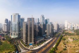 Lais Puzzle - Moderne Wolkenkratzer im südlichen zentralen Geschäftsviertel von Jakarta entlang der Sudirman-Allee in der indonesischen Hauptstadt, einem wichtigen Finanzzentrum in Südostasien - 2.000 Teile