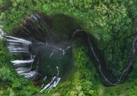 Lais Puzzle - Luftaufnahme des Tumpak Sewu Wasserfalls in Ost-Java, Lumajang, Indonesien - 1.000 Teile