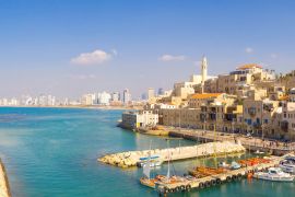 Lais Puzzle - Panoramablick auf den alten Stadthafen von Jaffa mit der modernen Skyline von Tel Aviv im Hintergrund - 2.000 Teile