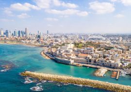 Lais Puzzle - Panoramablick auf den alten Hafen von Jaffa mit der modernen Skyline von Tel Aviv im Hintergrund - 1.000 Teile