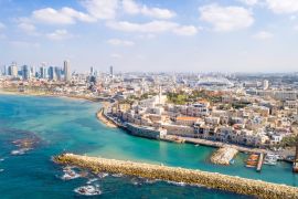 Lais Puzzle - Panoramablick auf den alten Hafen von Jaffa mit der modernen Skyline von Tel Aviv im Hintergrund - 2.000 Teile