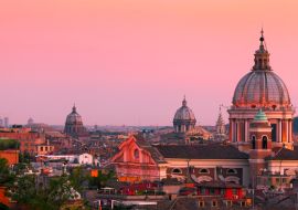 Lais Puzzle - Rom Skyline in der Abenddämmerung mit San Carlo al Corso, Italien - 1.000 Teile