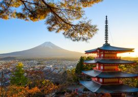 Lais Puzzle - Blick auf die rote Pagode Chureito und den Berg Fuji bei Sonnenuntergang - 1.000 Teile