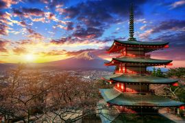 Lais Puzzle - Chureito-Pagode und Berg Fuji bei Sonnenuntergang in Japan - 2.000 Teile