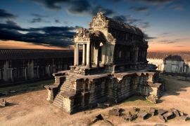 Lais Puzzle - Kambodscha, Siem Reap - Angkor Wat, einer der Tempel innerhalb der Angkor Wat-Anlage bei Sonnenuntergang - 2.000 Teile