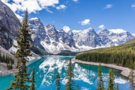 Lais Puzzle - Moränensee im Banff National Park, Kanadische Rockies, Kanada. Sonniger Sommertag mit strahlend blauem Himmel - 2.000 Teile