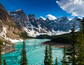 Lais Puzzle - Türkisfarbenes Wasser des Moraine Lake bei Sonnenuntergang - 40, 100, 200, 500, 1.000 & 2.000 Teile