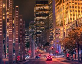 Lais Puzzle - Nächtliche Gebäude mit Lichtern und Autos bei Nacht in Montreal - 40, 100, 200, 500, 1.000 & 2.000 Teile