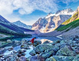 Lais Puzzle - Wanderer beim Rock Hopping über den Consolation Lake im Banff National Park in der Nähe des Moraine Lake in der Nähe von Lake Louise, Alberta - 40, 100, 200, 500, 1.000 & 2.000 Teile