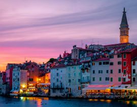 Lais Puzzle - Rovinj bunte Stadt Kroatien, Sonnenuntergang Rovinj historische Stadt mit Kirche und Meer - 40, 100, 200, 500, 1.000 & 2.000 Teile