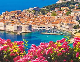 Lais Puzzle - Panoramablick auf die Altstadt von Dubrovnik mit Rosenblüten - 40, 100, 200, 500, 1.000 & 2.000 Teile