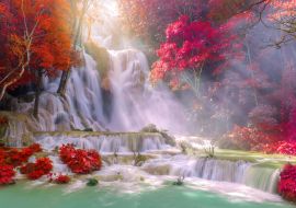 Lais Puzzle - Wasserfall im Regenwald (Tat Kuang Si Wasserfälle in Luang Prabang, Laos) - 1.000 Teile