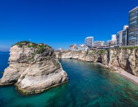 Lais Puzzle - Raouche Rocks, auch Pigeon Rock genannt, in Beirut, der Hauptstadt des Libanon - 40, 100, 200, 500, 1.000 & 2.000 Teile