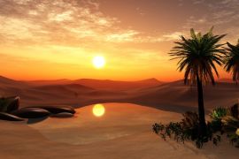 Lais Puzzle - Oase Wüstenlandschaft mit Teich, Palmen und Steinen Libyen - 2.000 Teile