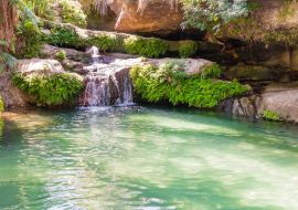 Lais Puzzle - Atemberaubende Oase namens "la piscine naturelle", ein palmengesäumtes Becken, das ständig von einem kristallklaren Wasserfall gespeist wird, Isalo-Nationalpark, Madagaskar - 1.000 Teile