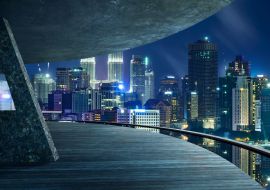 Lais Puzzle - Blick vom Balkon im Freien, Kuala Lumpur Stadt Nacht Nacht Szene - 1.000 Teile