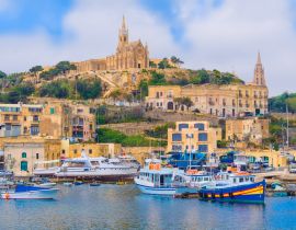 Lais Puzzle - Stadtansicht der Insel Gozo mit mittelalterlicher Architektur und Passagierbooten im Hafen von Malta - 40, 100, 200, 500, 1.000 & 2.000 Teile
