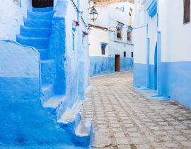 Lais Puzzle - Einsame stille Straße in der blauen Stadt Chefchaouen in Marokko - 40, 100, 200, 500, 1.000 & 2.000 Teile